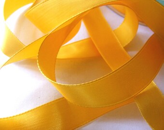Vintage 1930's-40's French Satin Ribbon 11/16 Inch Gorgeous Gold
