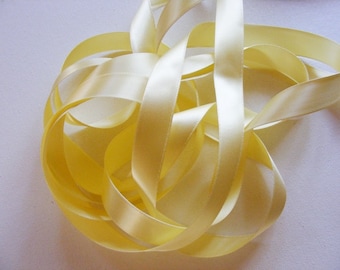 Vintage 1930's-40's French Double Face Satin -Milliners Stock- 11/16 inch Gorgeous Butter Yellow