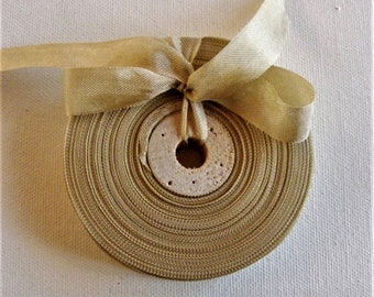 Vintage 1930's-40's French Woven Ribbon -Milliners Stock- 5/8 inch Beige