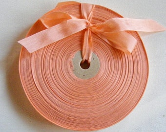 Vintage French 1930's-40's Woven Ribbon -Milliners Stock- 5/8 inch Orange Sherbet