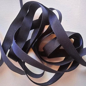 vintage années 1930-40's Français Silk Grosgrain Ribbon Milliners Stock 7/16 Inch Midnight Blue