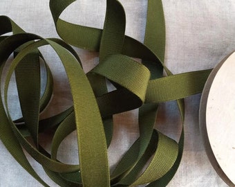 Vintage 1930's-40's French Grosgrain Ribbon 11/16 Moss Green