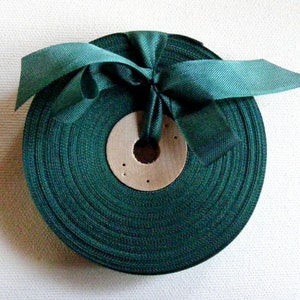 Vintage 1930's-40's French Woven Ribbon -Milliners Stock- 5/8 Inch Gorgeous Deep Jade Green