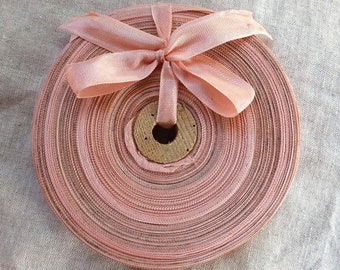 Vintage French 1930's-40's Woven Ribbon AGED 5/8 inch DUSTY Rose Petal Pink