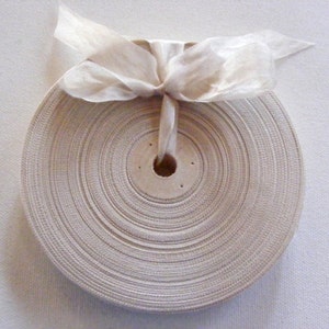 Vintage French 1930's-40's Woven Ribbon -Milliners Stock- 5/8 inch Swan Beige