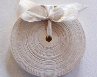 Vintage French 1930's-40's Woven Ribbon -Milliners Stock- 5/8 inch Swan Beige