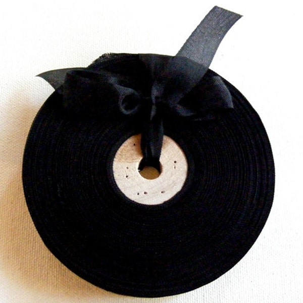 Vintage 1930's-40's French Woven Ribbon -Milliners Stock- 5/8 inch Black