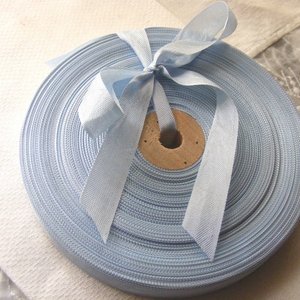 Vintage 1930's-40's French Woven Ribbon -Milliners Stock- 5/8 inch Powder Blue