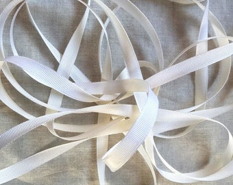 Vintage 1930's-40's French Silk Faille Grosgrain Ribbon 3/8 Inch Soft White