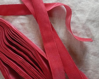 Vintage 1940's French Rayon Velvet Ribbon 1 Inch Soft Red