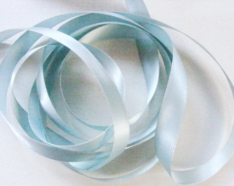 Vintage 1930's-40's French Double Faced Satin Ribbon 5/8 inch Blue