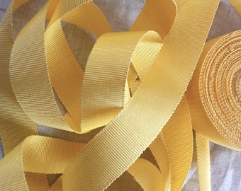 Vintage 1940's-50's French Grosgrain Petersham 7/8 inch Lemon Yellow