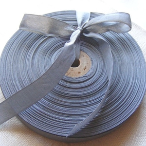 Vintage 1930's-40's French Woven Ribbon Milliners Stock 5/8 inch Battleship Grey image 1