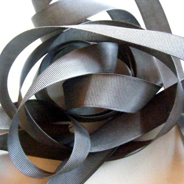 vintage 1940's-50's Grosgrain -Milliners Stock- 7/8 pouces Gris