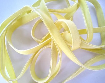 Vintage French 1920's Velvet Ribbon 3/8 Inch Baby Yellow