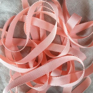 Vintage jaren 1930-40 Franse zijde Petersham Grosgrain lint 3/8 inch ballet perzikroze