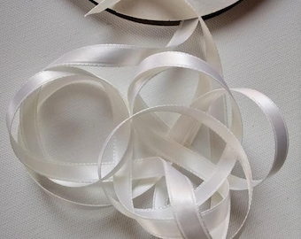 Vintage 1930's-1940's French Double Face Satin 3/8 inch Soft White