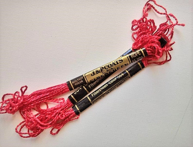 Vintage 1950s J /& P Coats Fibersheen Rayon Embroidery Floss Red