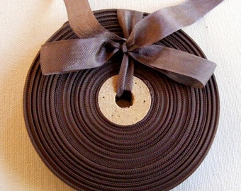 Vintage 1930's-40's French Woven Ribbon -Milliners Stock- 5/8 inch Nut Brown