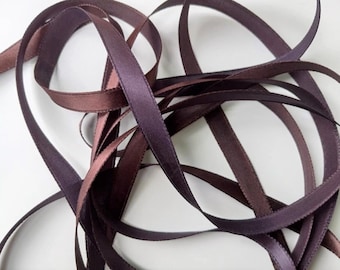 Vintage 1940's French Satin Ribbon 3/8 inch -Milliners Stock- Gorgeous Wild Plum