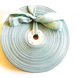 Vintage Frans geweven lint - voorraad hoedenplanken - 5/8 inch jaren '30/'40 zeegroen