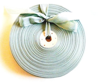 Vintage French Woven Ribbon -Milliners Stock- 5/8 inch 1930's-40's Sea Green