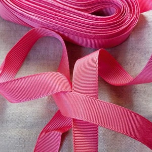 Vintage jaren 1930-40 Frans Grosgrain Lint 5/8 inch Helder Roze