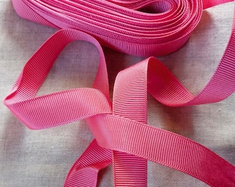 Vintage 1930's-40's French Grosgrain Ribbon 5/8 inch Bright Pink