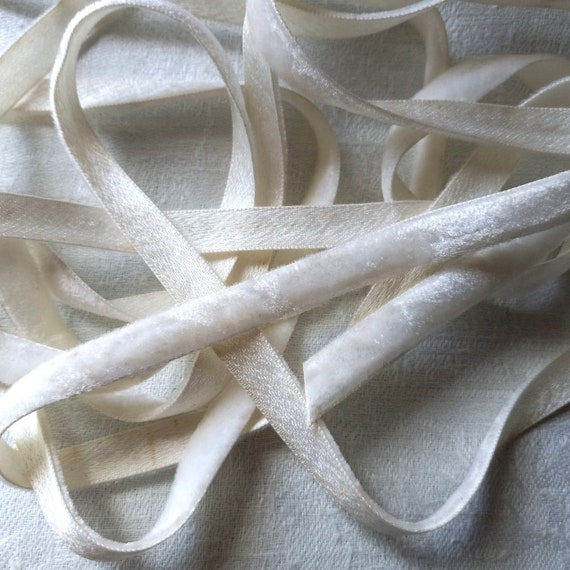 White silk velvet ribbon