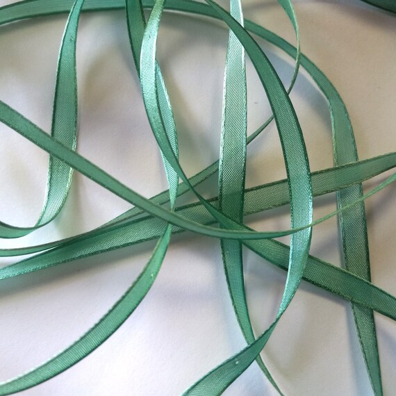 Vintage 1930 s 40 s French Silk Organza Ribbon 1 4 Inch Aqua Green Etsy UK