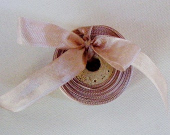 Vintage 1930's-40's French Woven Ribbon -Milliners Stock- 5/8 Inch Gorgeous Taupe Rosy Beige