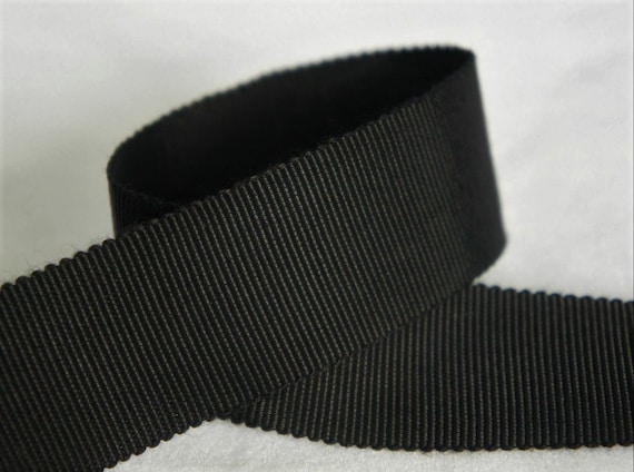 Vintage Contrasting Stitch Black Crossgrain Ribbon Pearl 77\