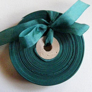 Vintage French Woven Ribbon -Milliners Stock- 5/8 inch 1930's-40's Jewel Green