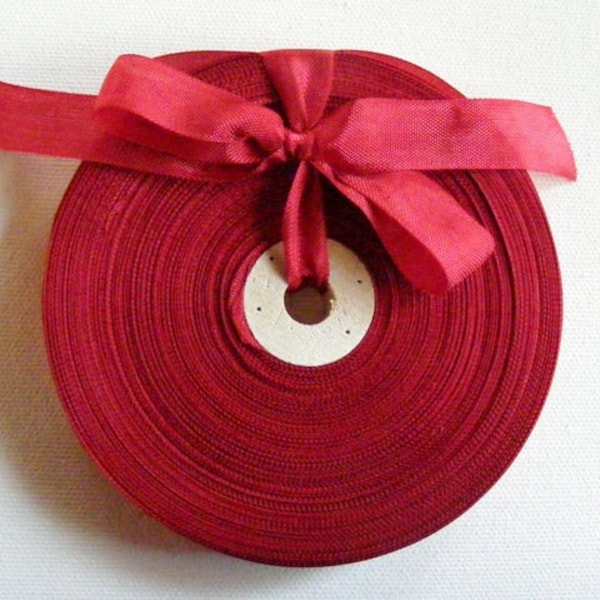 Vintage French Woven Ribbon -Milliners Stock- 5/8 inch 1930's-40's Lipstick Red