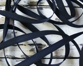 Vintage 1940's-50's French Grosgrain Ribbon 3/8 inch Black