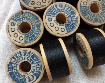 Antique 1930's-40's Heminway Pure Silk Twist Embroidery Buttonhole Silk 10 yd Spool Black 3000