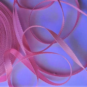 vintage 1930's-40's French Silk Grosgrain Ribbon Modistes Stock 1/4 Inch Confetti Pink