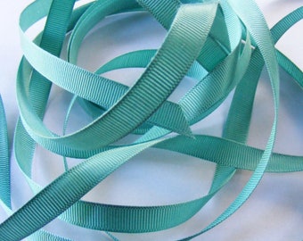 Vintage 1940's-50's French Grosgrain Ribbon 7/16 inch Turquoise