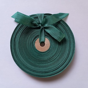 Vintage Frans geweven lint uit de jaren 30 en 40 - voorraad hoedenmakers - 5/8 inch regenwoudgroen