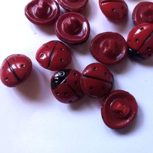 Vintage 1970's Lady Bug  Buttons 1/2 inch