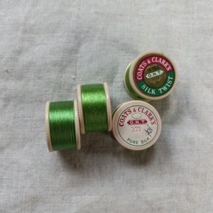 Cappotti antichi degli anni '30 -'40 in pura seta twist ricamo asola in seta bobina da 10 yd verde mela 222