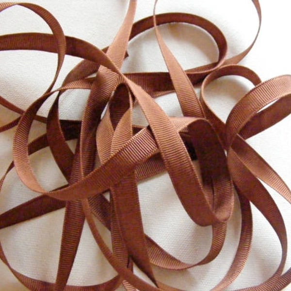 Vintage 1940's-50's French Grosgrain Ribbon 5/16 inch Chestnut