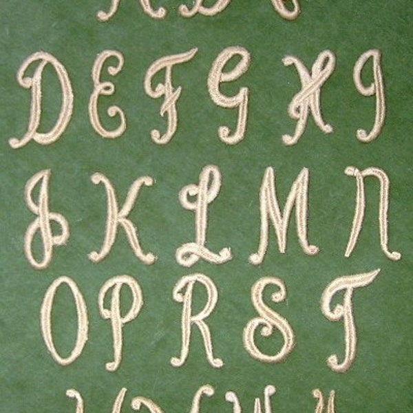 Monogrammes vintage des années 1950 en coton et soie alphabet de 2 1/8 po. en écru crème