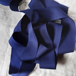 Vintage jaren 1930-40 ZIJDE Franse Petersham Grosgrain Lint 1 7/16 inch Diep Koningsblauw