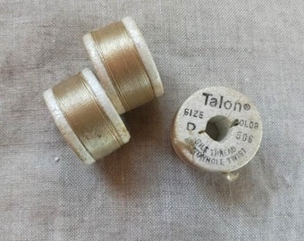 Antique 1930's-40's Talon Pure Silk Twist Embroidery Buttonhole Silk 10 yd Spool Beige 506