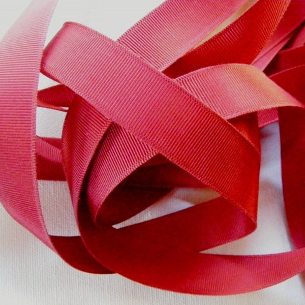 Vintage 1940's-50's Swiss Grosgrain Ribbon -Milliners- 3/4 Inch Deep Terra Cotta Red