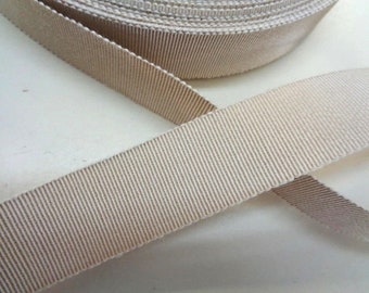 Vintage 1940's-50's French Grosgrain Petersham 7/8 inch Suede Beige