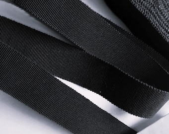 Vintage 1940's-50's French Grosgrain Petersham 7/8 inch Black