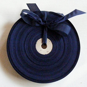 Vintage French 1930's-40's Woven Ribbon -Milliners Stock- 5/8 inch  Navy Blue