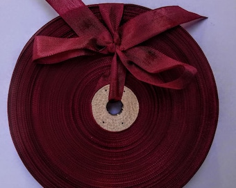 Vintage 1930's-40's French Woven Ribbon -Milliners Stock- 5/8 Inch Zinfandel Wine